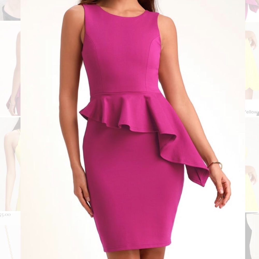 Lulus Here and Vow Magenta Sleeveless Ruffled Bodycon Dress